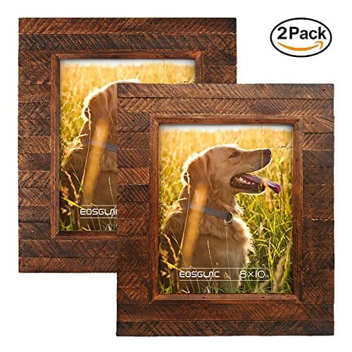 Eosglac Wooden Picture Frame, 8 x 10 (2pk) Rustic Finish Wood Plank Design, Handmade