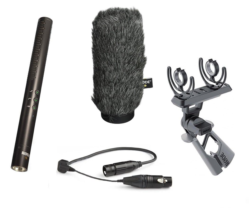 RODE NTG4 Pistol Grip Microphone Kit: NTG4 Microphone, PG2-R Grip, PG2-R Cable, and WS6 Wind Shield