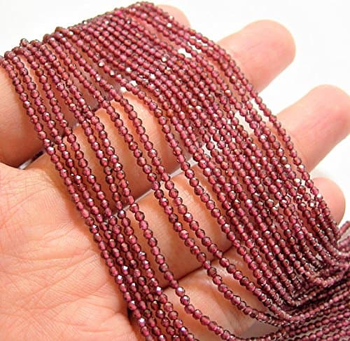 Realgem-Natural Garnet Beads 2mm Facted Tiny Gemstone Loose Beads,Specer Beads,Seed Beads,One 15.5" Full Strand for Jewelry Making specer Beads
