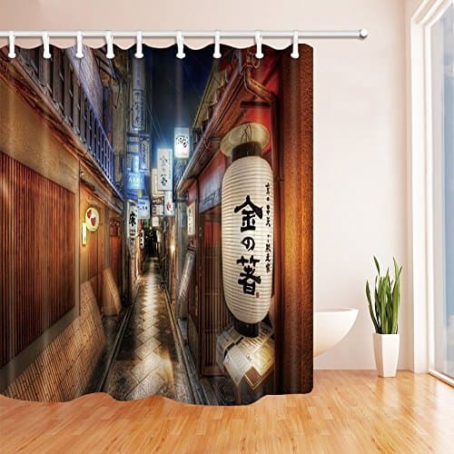 GoEoo Japanese style Decor Hanami Koji for Tea Mildew Resistant Polyester Fabric Shower Curtains for Bathroom Shower Curtain Hooks Included 69X70in