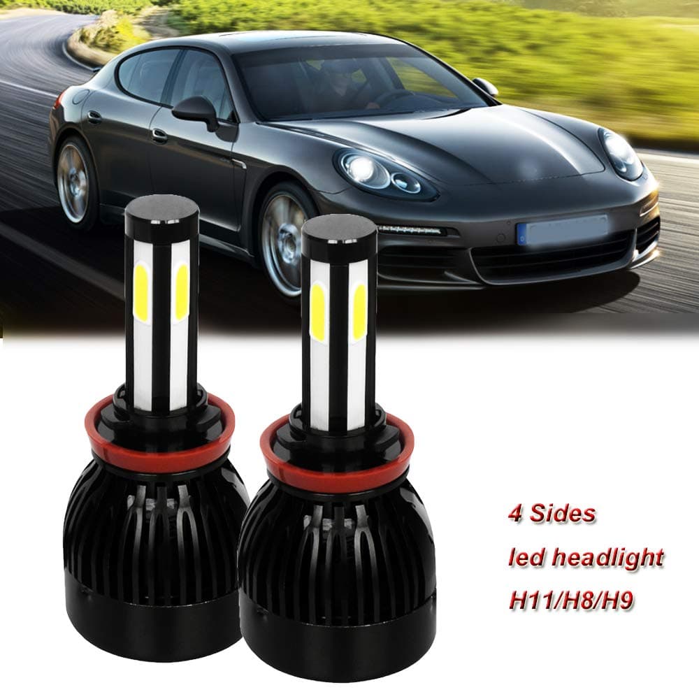 WISWIS 4-Sides H11 H9 H8 LED Headlight Bulb High or Low Beam Conversion Kit 6000K Super White 360 Degree Adjustable Beam Angle Bulbs for 2016-2019 Toyota Tacoma SR SR5 TRD