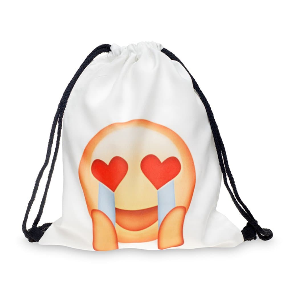 Cevinee Portable Gym Sack Pack Drawstring Emoji Backpack, Cute Emoji Daily Pull String Bag, Lovely Smile Face Kid's School Bag
