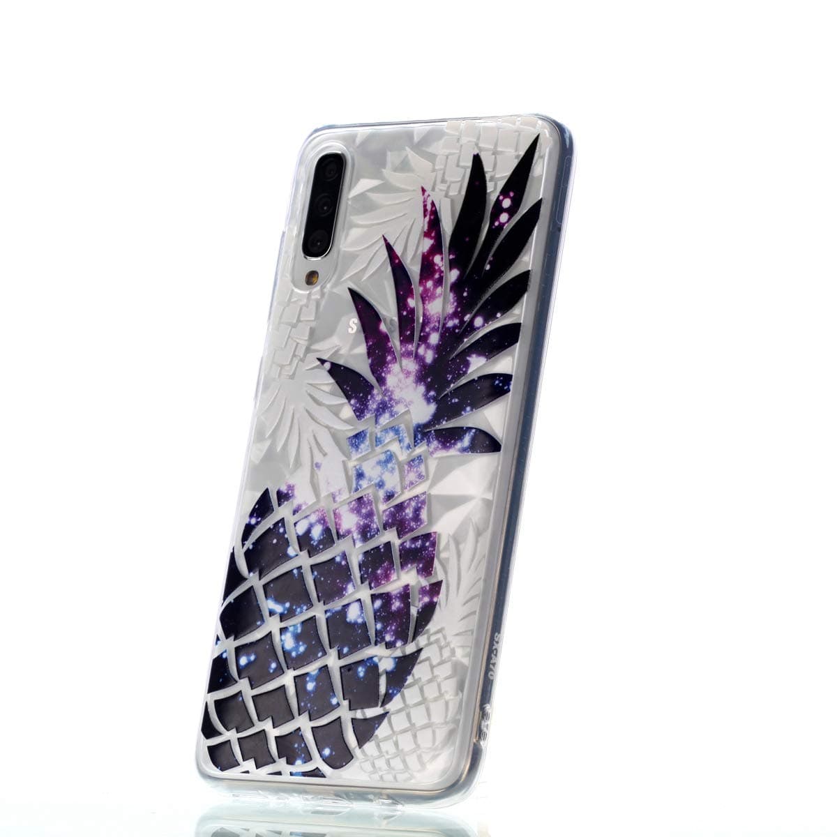 WINCH Samsung Galaxy A70 Case, Slim Shockproof Soft Silicone Floral Clear Design Printed with Diamond Grain Back Protective iPhone Case Cover for Samsung Galaxy A70 2019