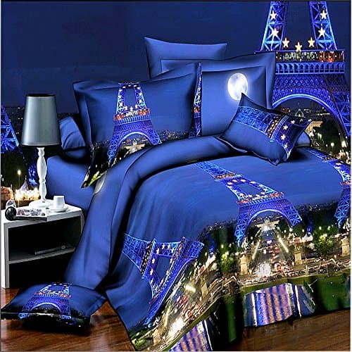 Home Polyester material Brilliant lights ,3D Oil Painting Effect Print Bedding Set 4pc