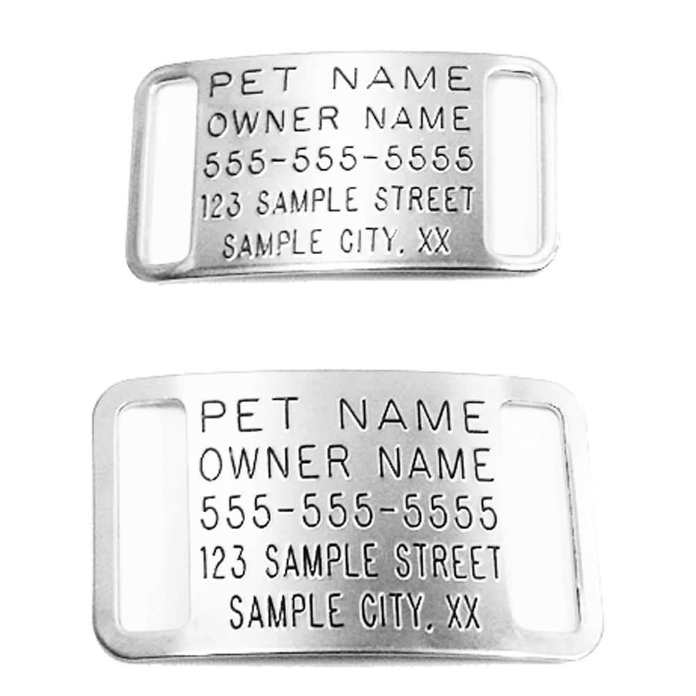 Leash Boss Slide On Pet ID Tag for Nylon Dog and Cat Collars - Custom Deep Engraved Personalized Identification Tag - Boomerang Tags