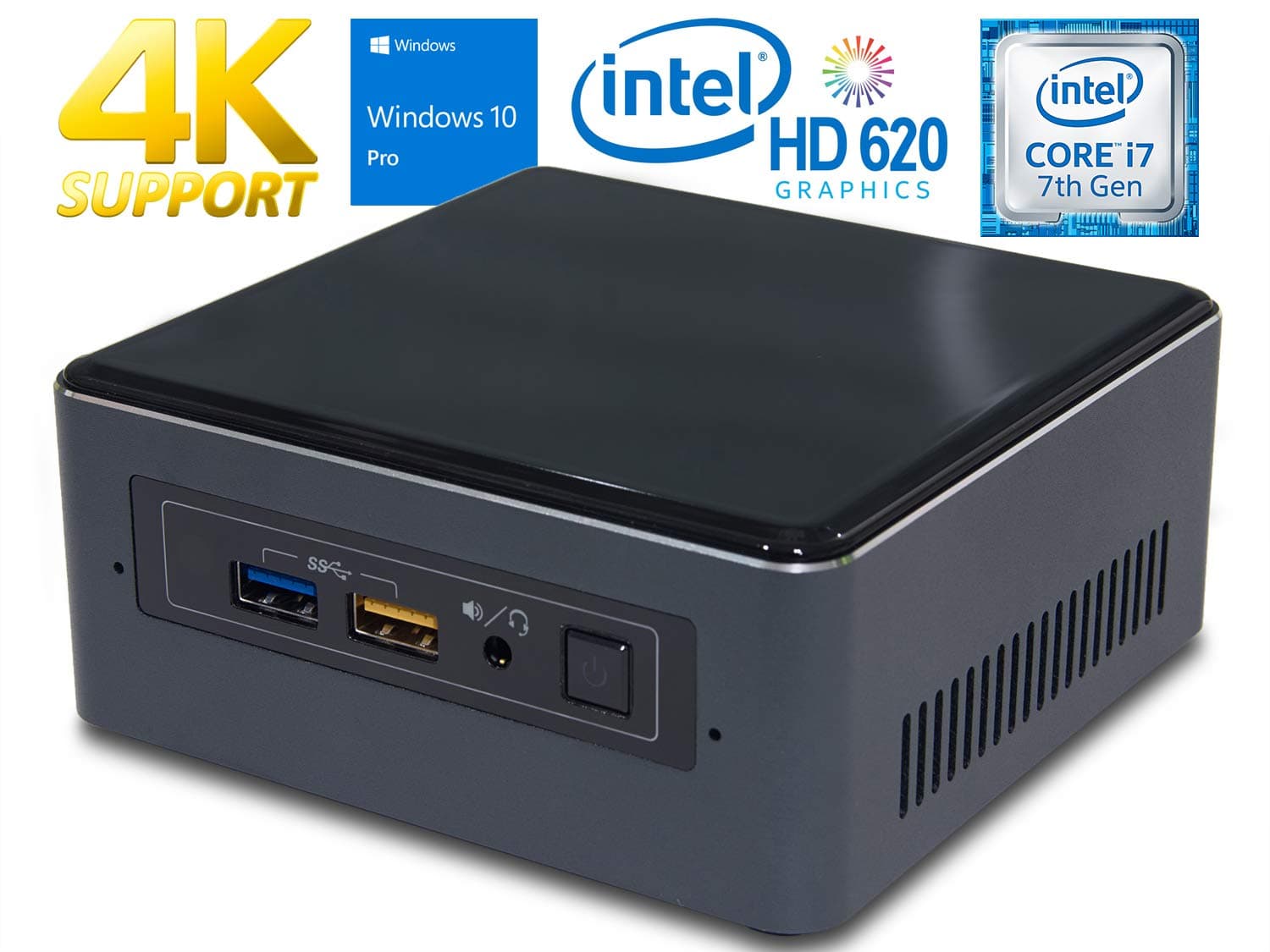Intel NUC7i7BNH Mini PC, Intel Core i7-7567U 3.5GHz, 4GB DDR4, 120GB NVMe SSD, WiFi, BT 4.2, HDMI, Thunderbolt 3, 4k Support, Dual Monitor Capable, Windows 10 Pro