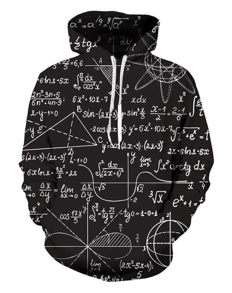 Hipster Hoodie Unisex Math Science Pullover Funny Pattern Hooded Sweatshirts Pockets for Teens