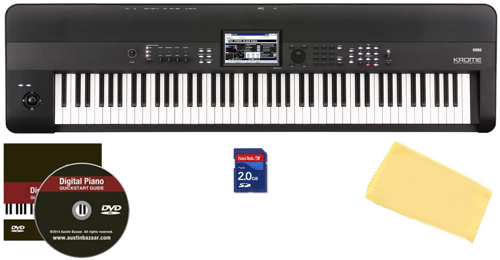 Korg Krome 88 Music Workstation Bundle with SD Card, Austin Bazaar Instructional DVD, and Polishing Cloth