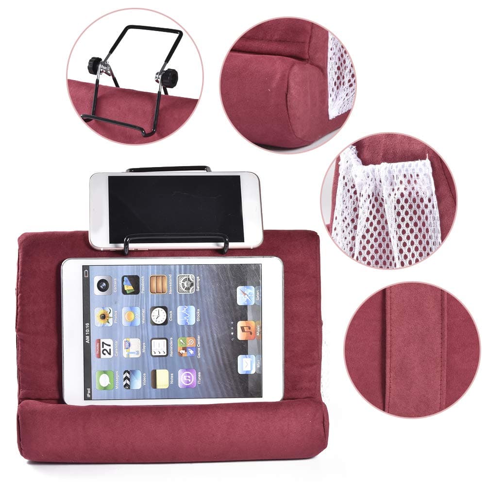 Tablet Stand Pillow, Book Couch Pillow Stand, Tablet Wedge Holder, Multi-Angle soft pillow multi lap pillow stand, Portable Triangle Tablet Stand for Tablets, eReaders, Smartphones, Books