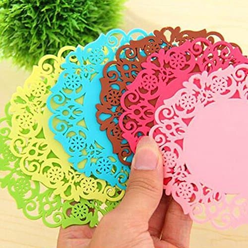 XMshop Insulation pads. Silicone Pattern Coaster Glass Cup Mat Drink Placemat Non Slip. Diameter: 9cm--6 pcs