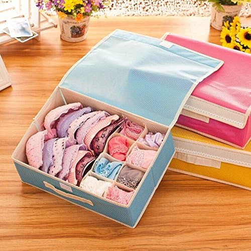 Milogo Underwear Storage Box Put Underwear Storage Box Covered Bra Storage Box Combo Box Sock Storage Box (Blue)