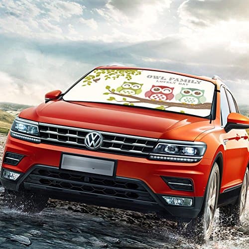 Sino Banyan Cartoon Windshield Sunshade for Car,Foldable UV Ray Reflector Auto Front Window Sun Shade Visor Shield Cover,3 Owls