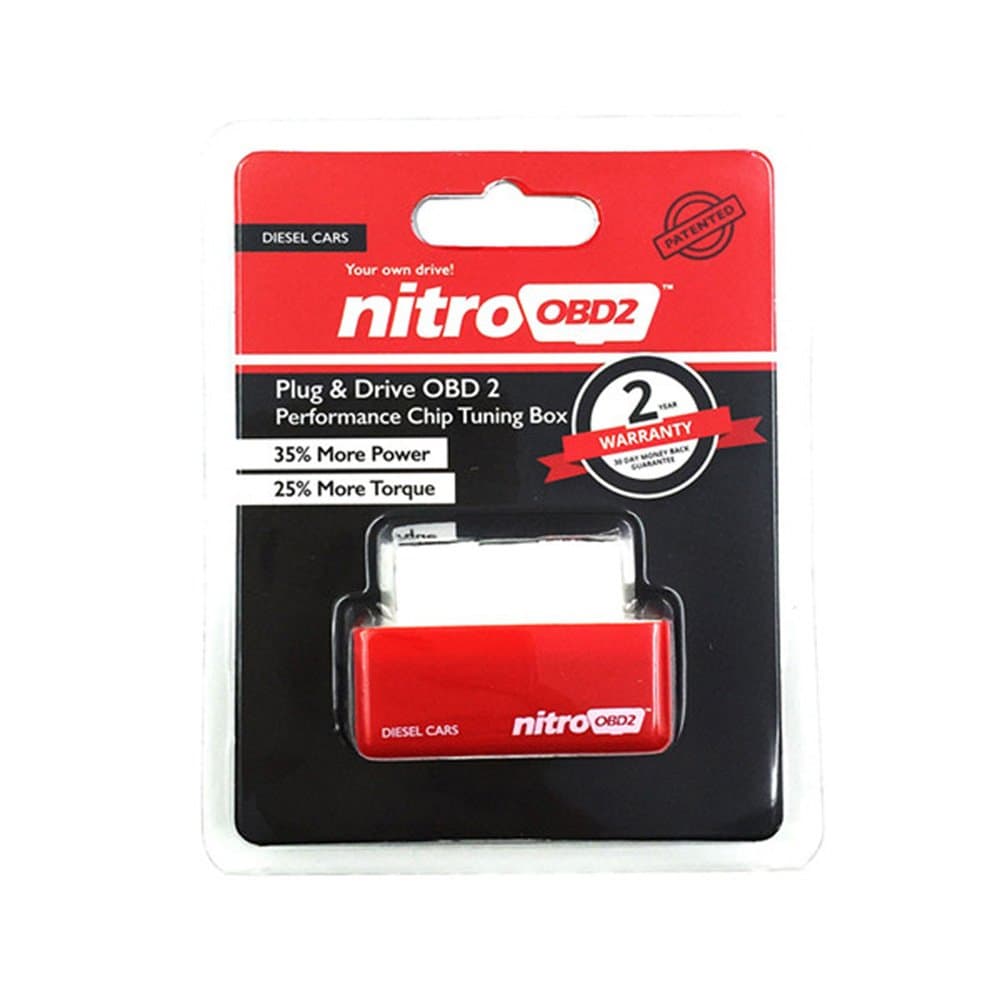 LHZTECH Plug and Drive NitroOBD2 Performance Chip Tuning Box for Diesel Cars Diagnostic Tool (Red)