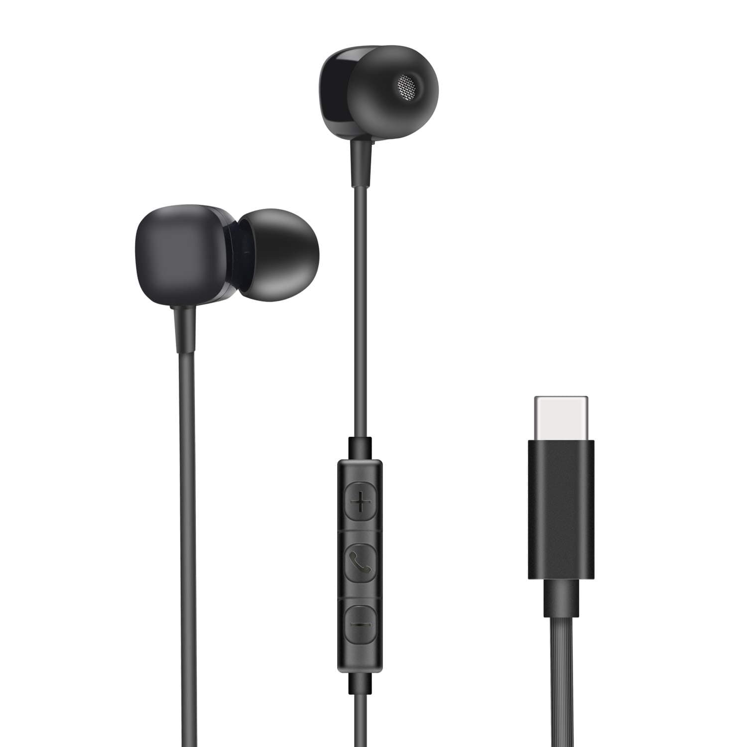 USB Type C Earphone, HiMusic Wired in-Ear Hi-Fi Digital Earbuds with Mic Stereo Bass Noise Canceling Remote Headphones Gym Sports Headsets Compatible with Google Pixel 3/2 XL, Huawei and More (Black)