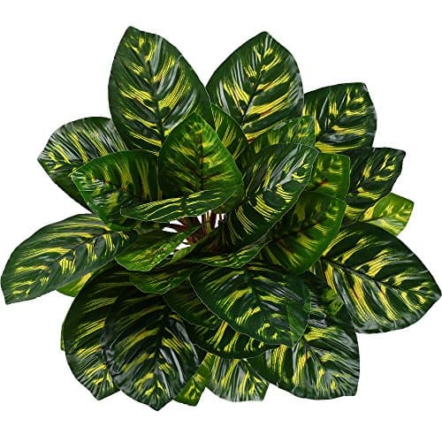 HOGADO Artificial Shrubs, 2pcs Silk Greenery Plants Tropical Leaves Wall Planter Office Veranda Pot Patio Kitchen Multi-color