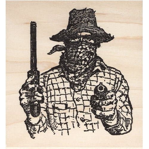 Train or Bank Robber With Guns Rubber Stamp Bandit