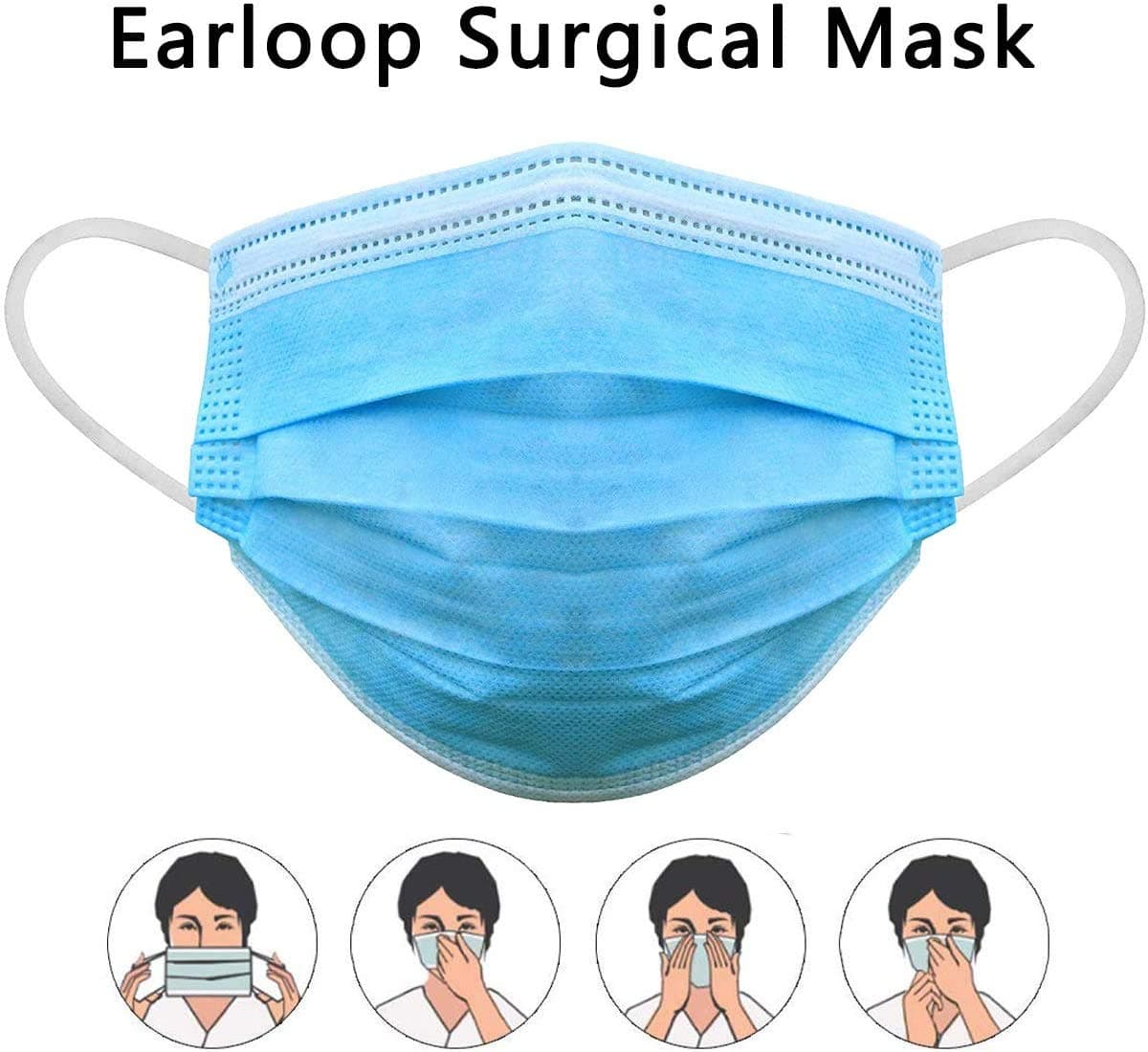 (50 PCS) Disposable Mouth Cover, 3-Layer Dust Cover with Elastic Earloop, Anti-Fog Haze Dustproof Coronávirus Mouth Cover Respirator