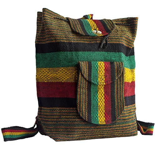 Hand-woven Ethnic School Backpack (Bob Marley: Black, Green, Yellow, Red)