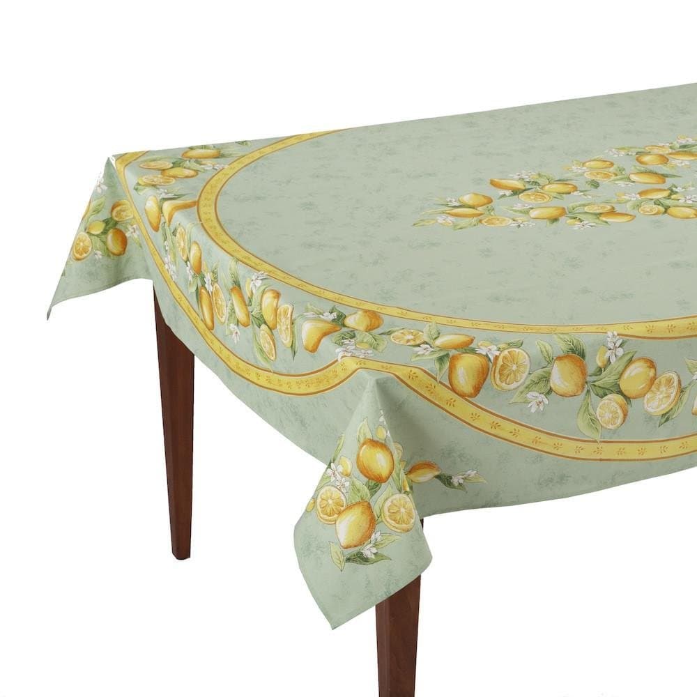 Citrons Vert Rectangular French Tablecloth, Coated Cotton, 60 x 96 (6-8 People)