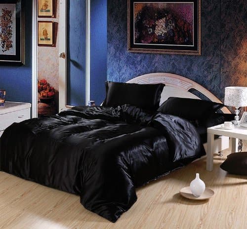 Black Color 4pcs Imitation Silk Bed Set Bedding Set Bed Linen Silk Bedclothes Bedspread/bed Sheet /Duvet Cover (King)