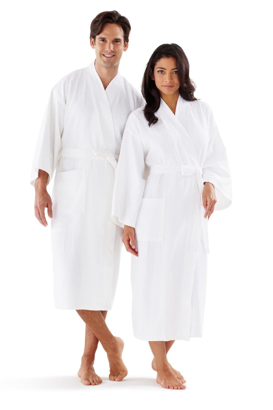 Boca Terry Womens Robe, Lightweight Kimono Seashell Waffle Bathrobe