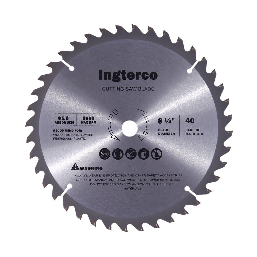 INGTERCO 8-1/4-Inch 40-Tooth ATB Thin Kerf General Purpose Woodworing Saw Blade with 5/8-Inch Arbor