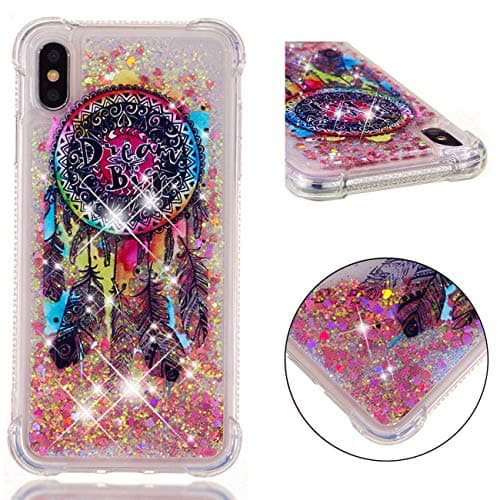 TOYYM Shockproof Case for iPhone Xs Max,Bling Liquid Glitter Case Air Cushion Drop Resistant Soft TPU Bumper Gel Protective Case Cover Compatible with iPhone Xs Max,Wind Chimes