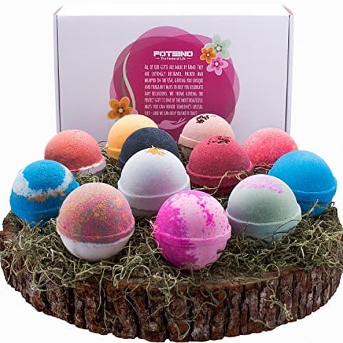 Foteino USA Made Bath Bombs Gift Set 12 Pack Large Size 4.5 OZ,Natural Organic Shea Butter for Spa & Bubble Bath,Fizzy Molds,Vegan Friendly,Handmade Gift for Women, Men, Kids and Young Girls