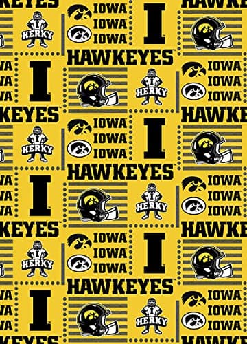 IOWA HAWKEYES COTTON FABRIC-NEWEST DESIGN