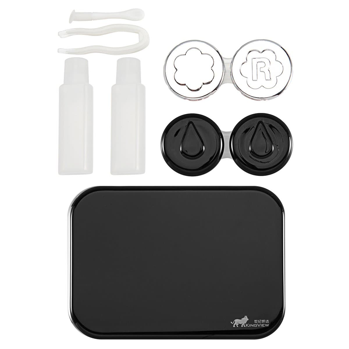 SameBday Cute Contact Lens Case Travel Kit Holder With Mirror (Black)