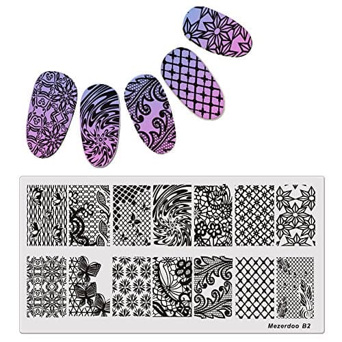 1 Pc Lace Rectangle Stamping Plate Nail Art Stamp Template Butterfly Flower Design Image Plate 126cm Nails Beauty Supplies
