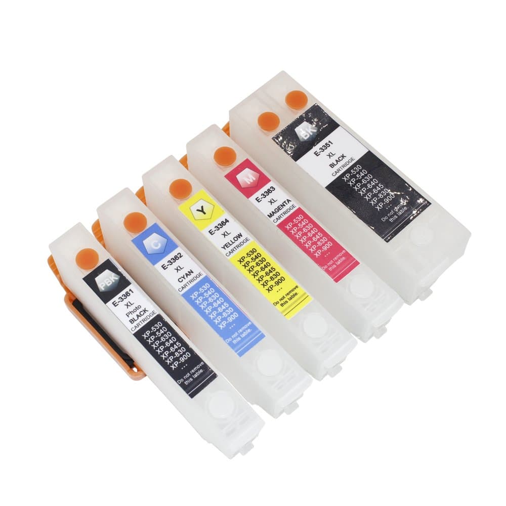 INKWAY 33XL 3351 Empty Refillable Compatible Ink cartridges (Auto Reset) for Epson XP-530 XP-630 XP-635 XP-640 XP-645 XP-830 XP-900 Printers