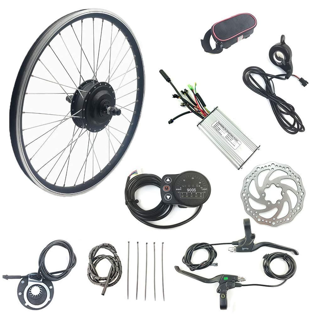 Schuck 36V 250W 28" Front Wheel Electric Bicycle Conversion Motor Kit E-bike Cycling with Brushless Geared Hub Motor Thumb Throttle and LED900S Display