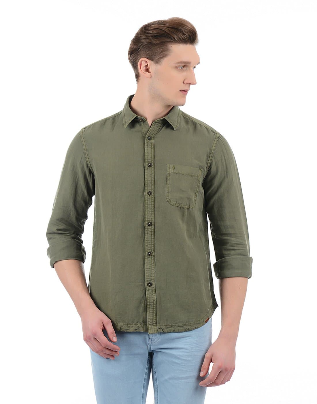 Indian Terrain Men's Solid Slim Fit Casual Shirt