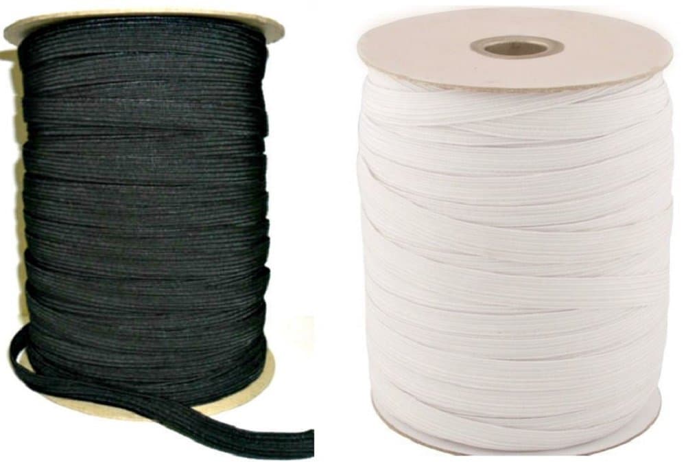 12mm White Black Flat Woven Elastic Band for Sewing, Knitting, Waistbands and Arts & Craft (Black, 5 Metre)