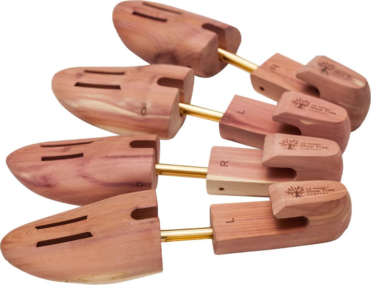 The Original Shoe Tree Company - Cedar Shoe Trees for Men - Fresh Aroma - Maintain Size and Shape of High-End Men’s Dress Shoes - Left, Right Laser Markings - 2pk