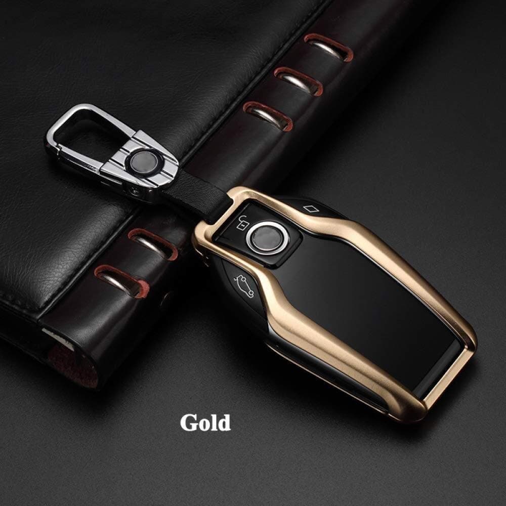 Keychain Keychain Car LED Display Key case,for BMW 5 7 Series G11 G12 G30 G31 G32 X3 G01 X4 X5 G05 i8 I12 I15 (Color : Gold)