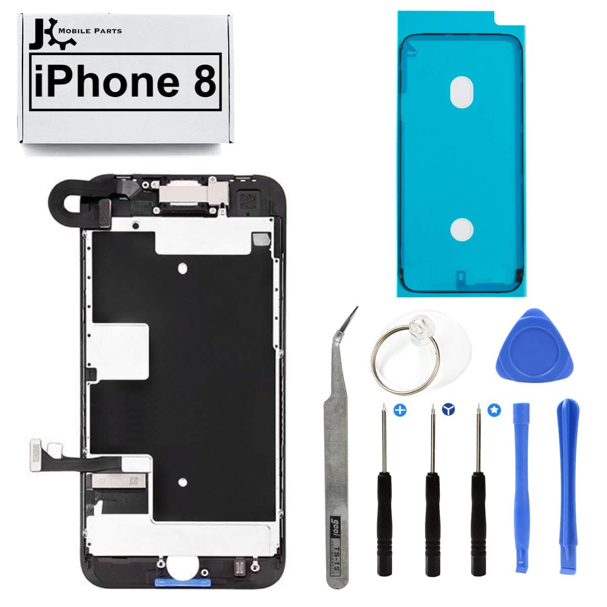 Full Screen Replacement LCD 3D Touch Assembly Front Camera Ear Speaker Shield Plate with Frame Adhesive and Repair Tools for iPhone SE 2022 (3rd Gen) 4.7 inch