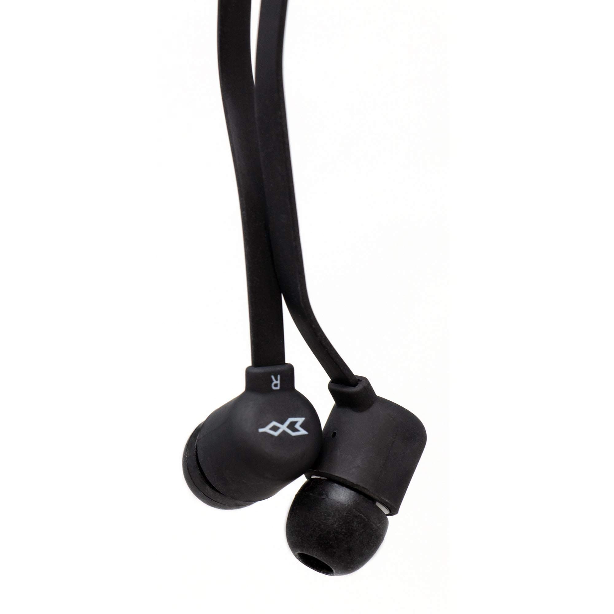 MOXYO - Mission Earbuds, Clean Inline Mic and a Tangle-Free Flat Cable (Black)