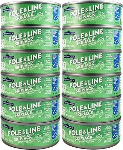 Pole & Line Skipjack Tuna in Water, (Pack of 12), 5 oz Can - Northern Catch
