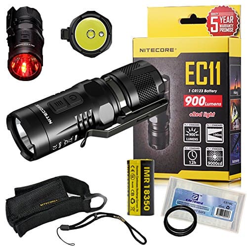 EASTSHINE Bundle:Nitecore EC11 LED Flashlight CREE XM-L2 U2 900 Lumens 207Yards 190Meters Beam Distance Mini Portable Torch Waterproof Compact Searchlight by IMR18350 Battery EB182 Battery Box