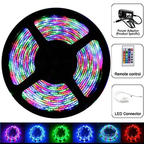 Fast Delivery! US SHIPPING DIRECTLY! 5M/16.4 Ft SMD 3528 RGB 300 LED Color Changing 12V waterproof Flexible Strip Light Kit with 24 K IR Remote Control+ 2 A Power Supply