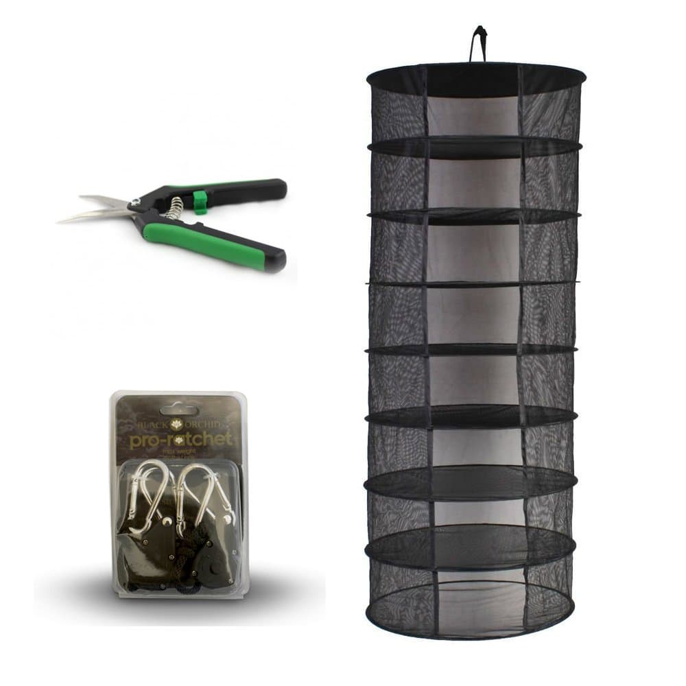 Hydroponic Grow Room Drying Net Kit - Hanging Net, Rope Ratchet & Trimmer Kit