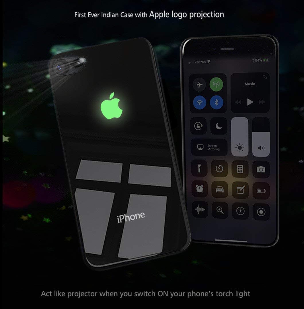 Vaku Luxos® Apple iPhone 6 / 6s Apple Logo Projector and Radium Glow Light Illuminated Apple Logo 3D Projection Case Back Cover-Blue