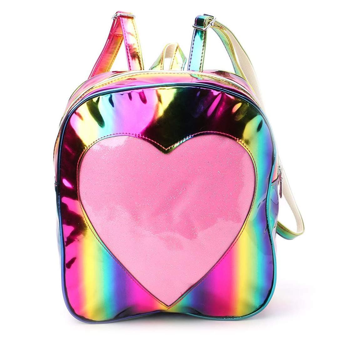 PU Holographic Flash Solid Waterproof Travel School Backpack for Teenage Girls