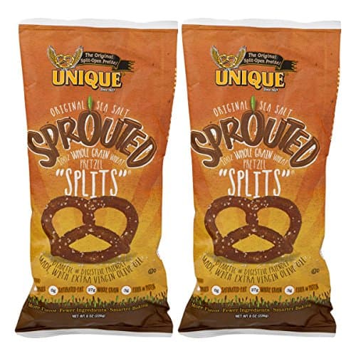 Unique Sprouted 100% Whole Grain Pretzel Splits- 8 Oz. Bags (2 Bags)