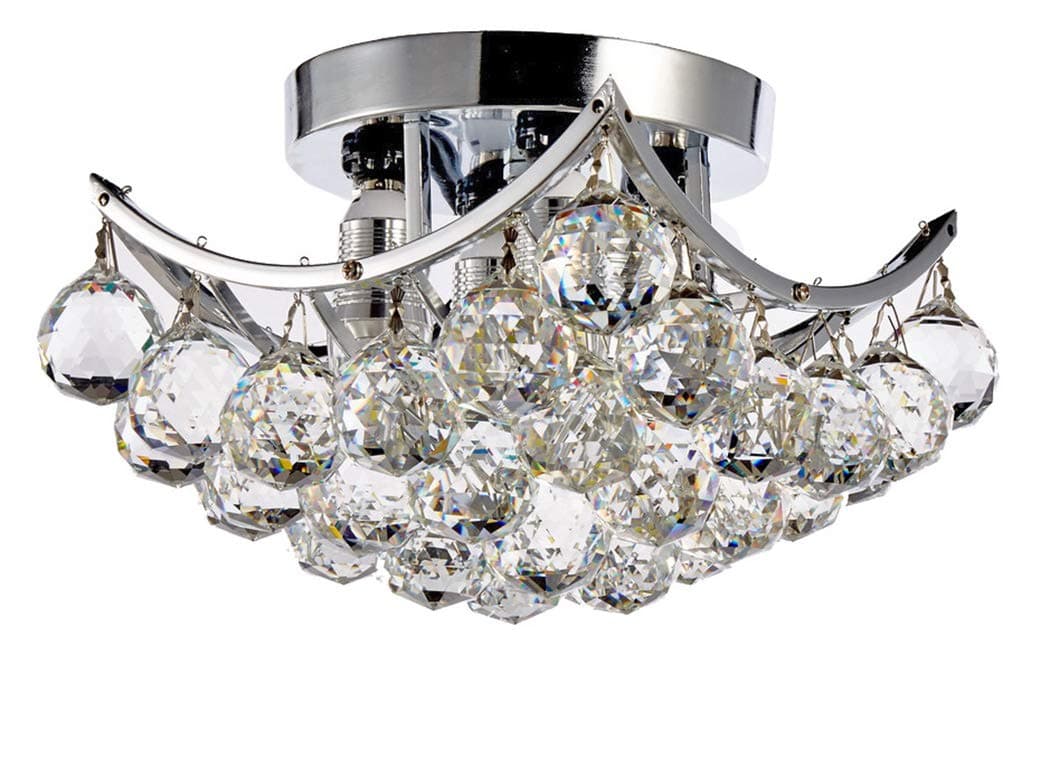 New Galaxy Lighting 4-Light Chrome Finish Crystals Chandelier, Square or Diamond Shape Flush Mount Ceiling Light W8"