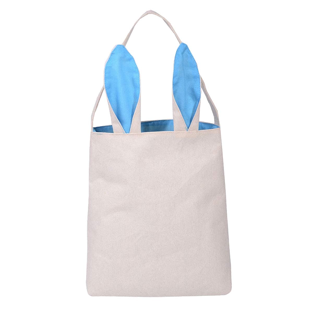 HANTAJANSS Easter Bag, Bunny Bags, Cotton Easter Egg Hunt Baskets, Bunny Ears Dual Layer Handbags Tote Shopping Bags for Kids Carring Gifts, Candy and Eggs in Easter Party(Blue)