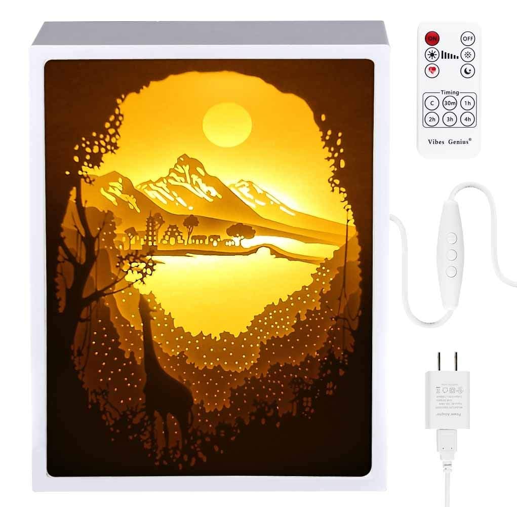 Papercut Light boxes, Decorative Led Lighting Lamp, Relaxing Mood Light for Kids and Adults, Night Projection Lamp for Baby Nursery Bedroom Children Room (Shangri-la)