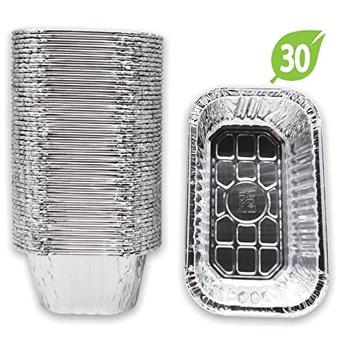 (30 Pack) Aluminum Foil 1-LB Bread Loaf Pans l Mini Size 6.1" x 3.7" x 2.0" l Top Baker's Choice Tin Disposable Baking Pan Oven-Safe Sturdy Containers for Cakes Meatloaf Lasagna Roasting